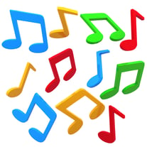 Colorful music notes - isolated over a white background